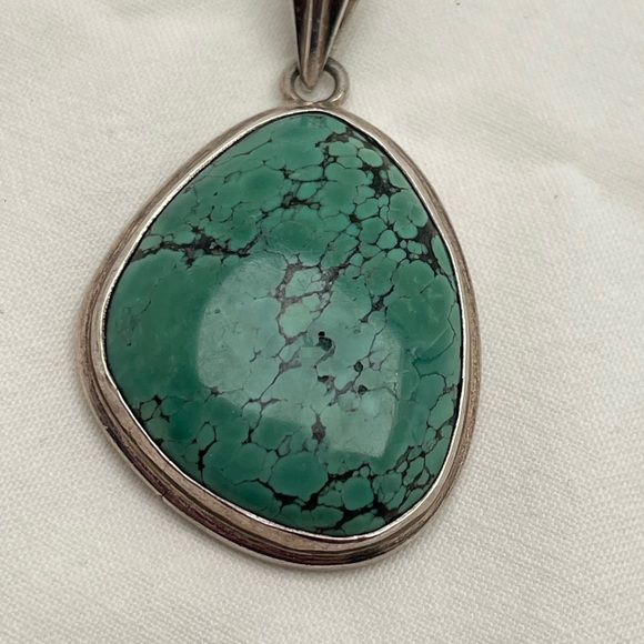 Natural Turquoise Pendant in Sterling Bezel - Picture 3 of 4